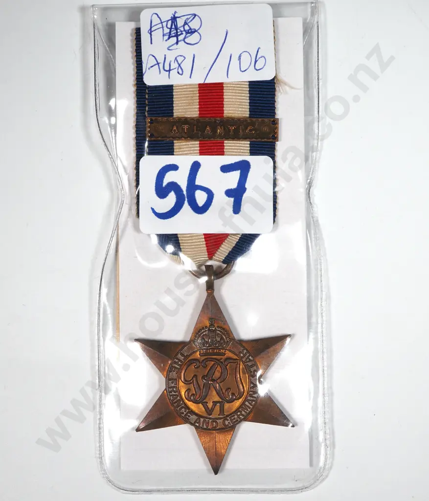WWII Medal France & Germany Star w Atlantic Bar. Image 1++