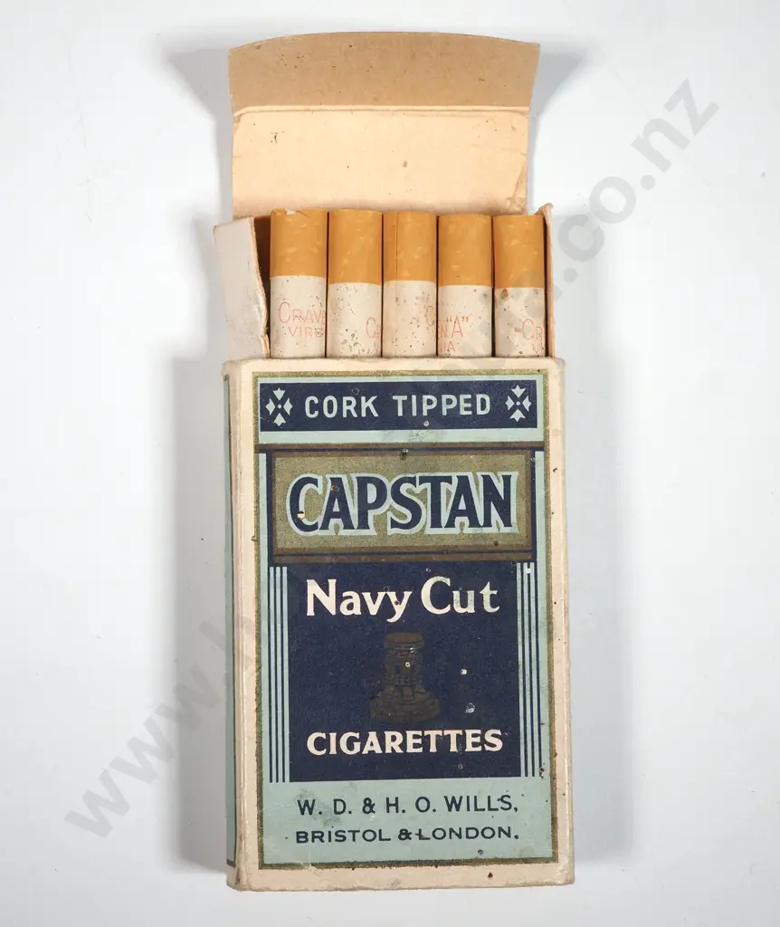 Boxed WWII Era Navy Cut Cigarettes (10). Image 1++