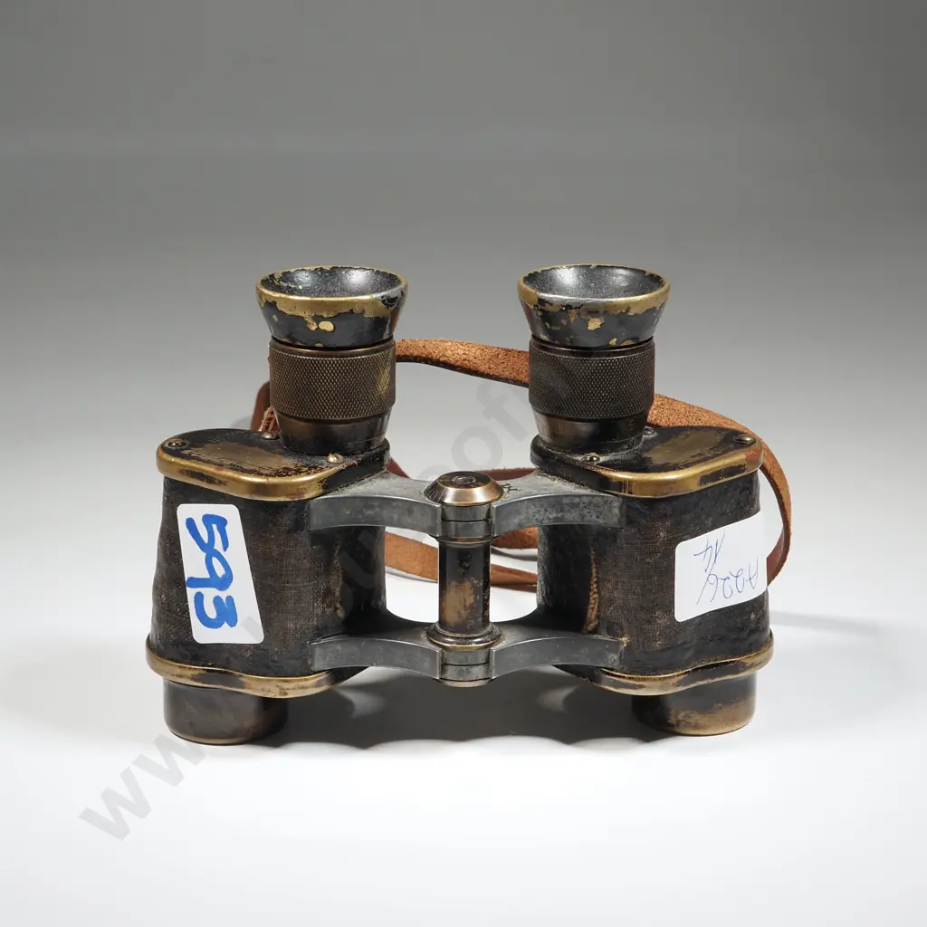 WWI British Military Binoculars SS2 Pattern w Leather Strap. Image 1++