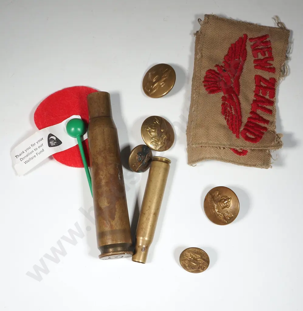 Lot of Air Force Shell Case, Buttons, ANZAC Poppy & Patches. Image 1++