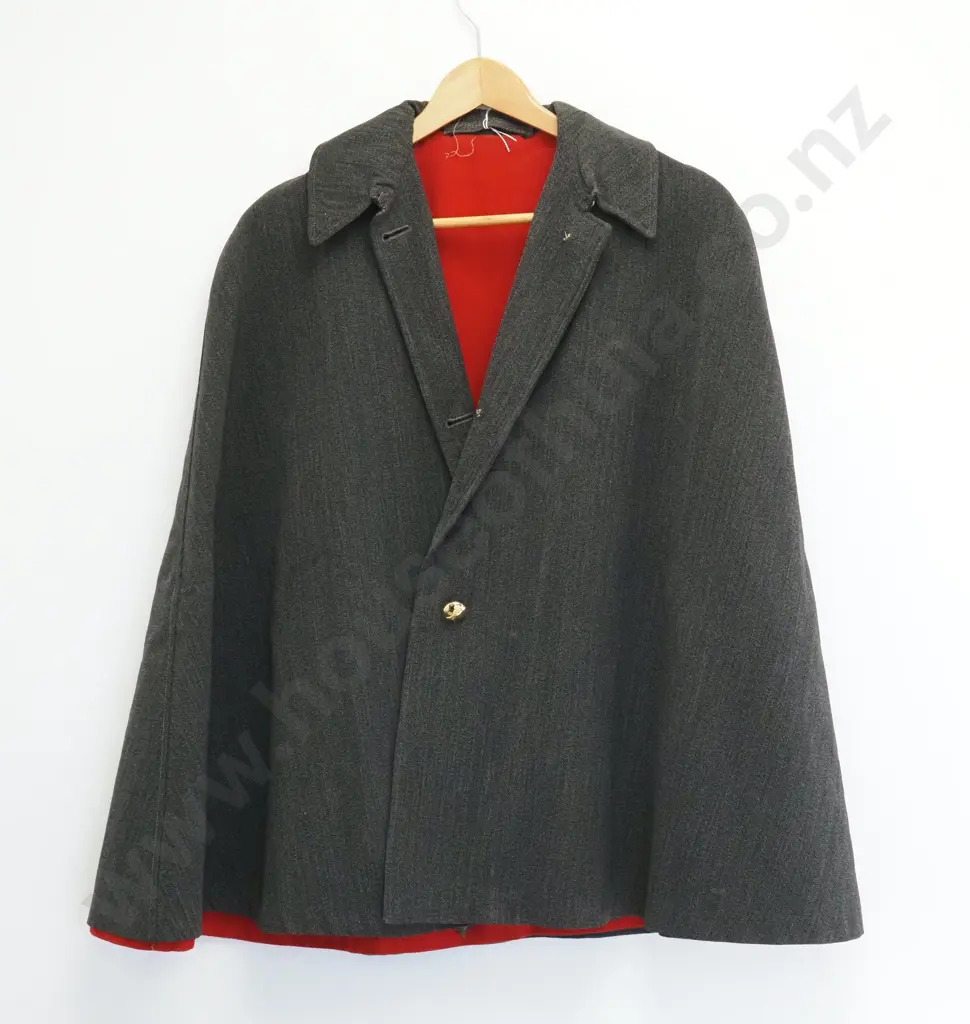 Grey Nurses Tippet Cape w Queen Alexandra Buttons, Red Lining Stitched w Multiple Patches & Badges. Image 1++