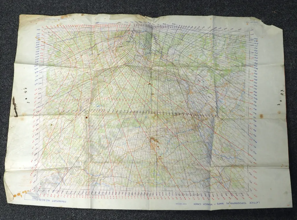 WWII Frankfurt Topographical Lattice Map. Image 1++