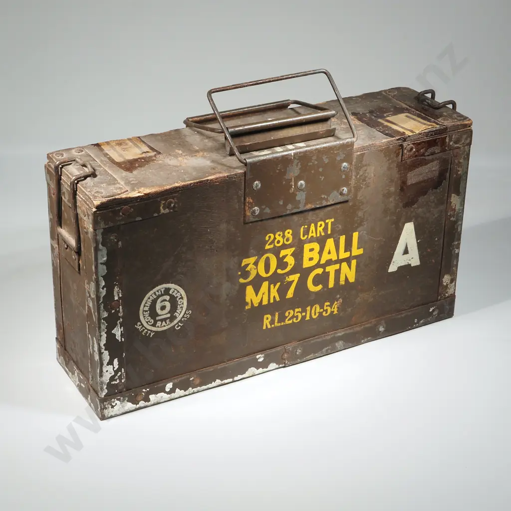 1954 Dated 288 Round .303 Cartridge Box w Tin Inner Liner Image 1++