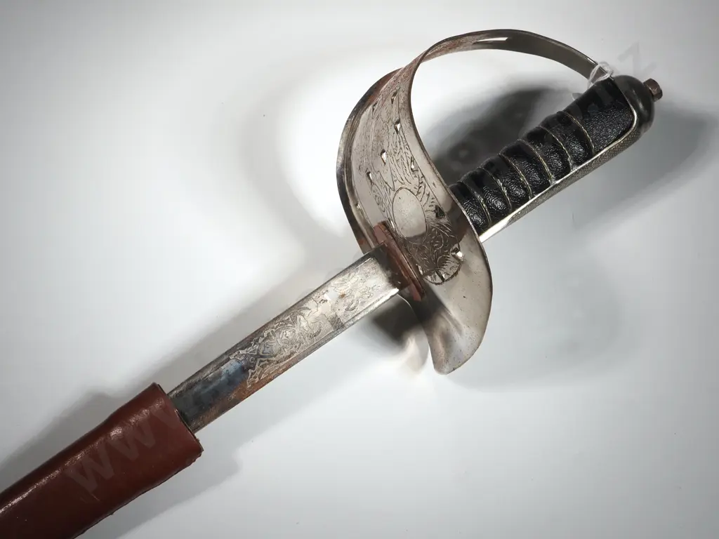 Indian Sword in Leather Scabbard Image 1++