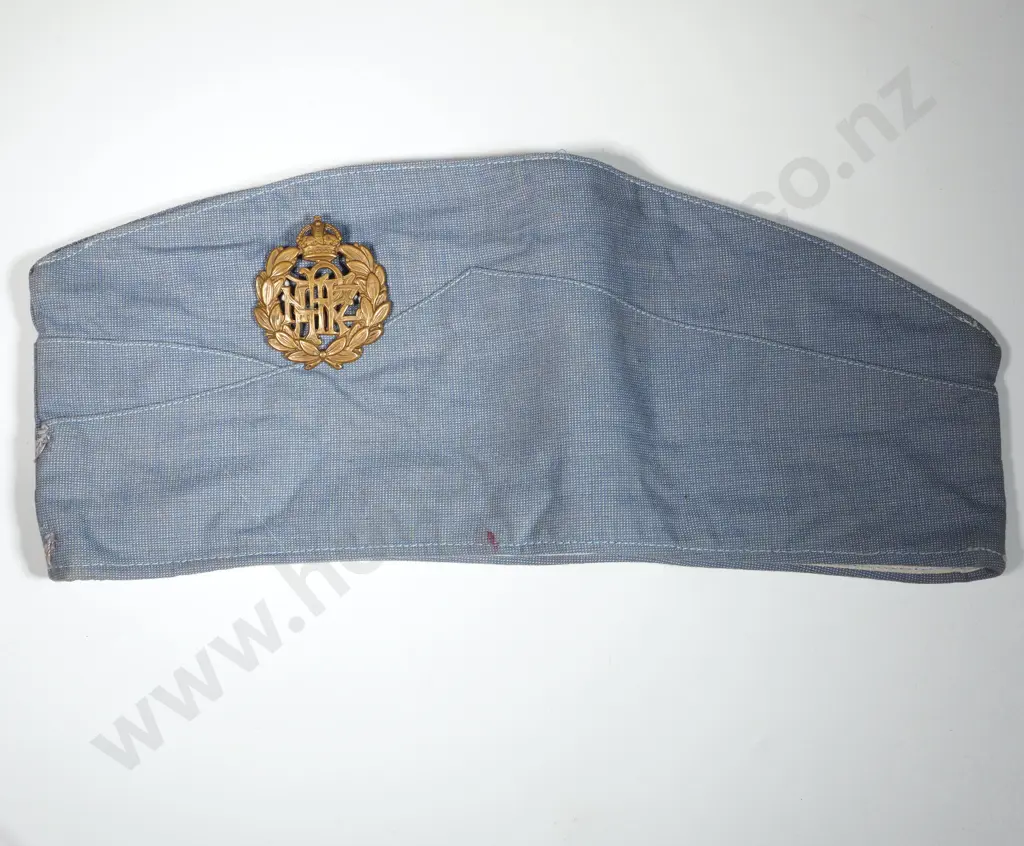 RNZAF Cotton Side Cap w King's Crown Badge. Image 1++