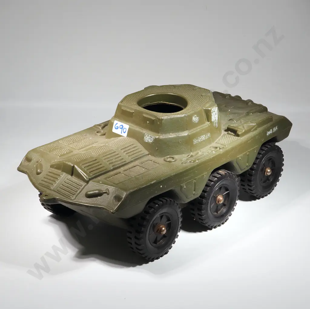 1980's Plastic Six Wheel Armoured Army Green Military Vehicle - Missing Turret  Image 1++