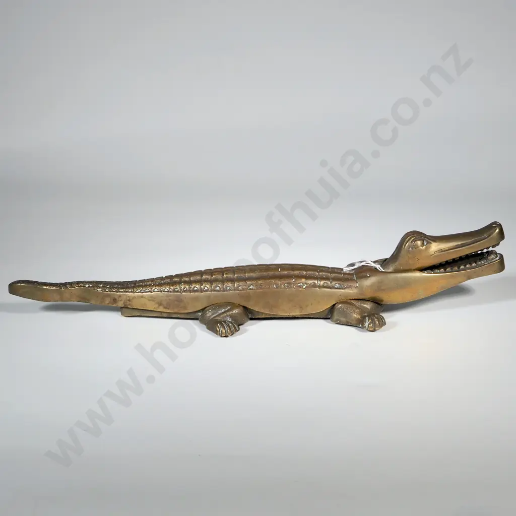 Vintage Large Brass Crocodile Nut Cracker Image 1++