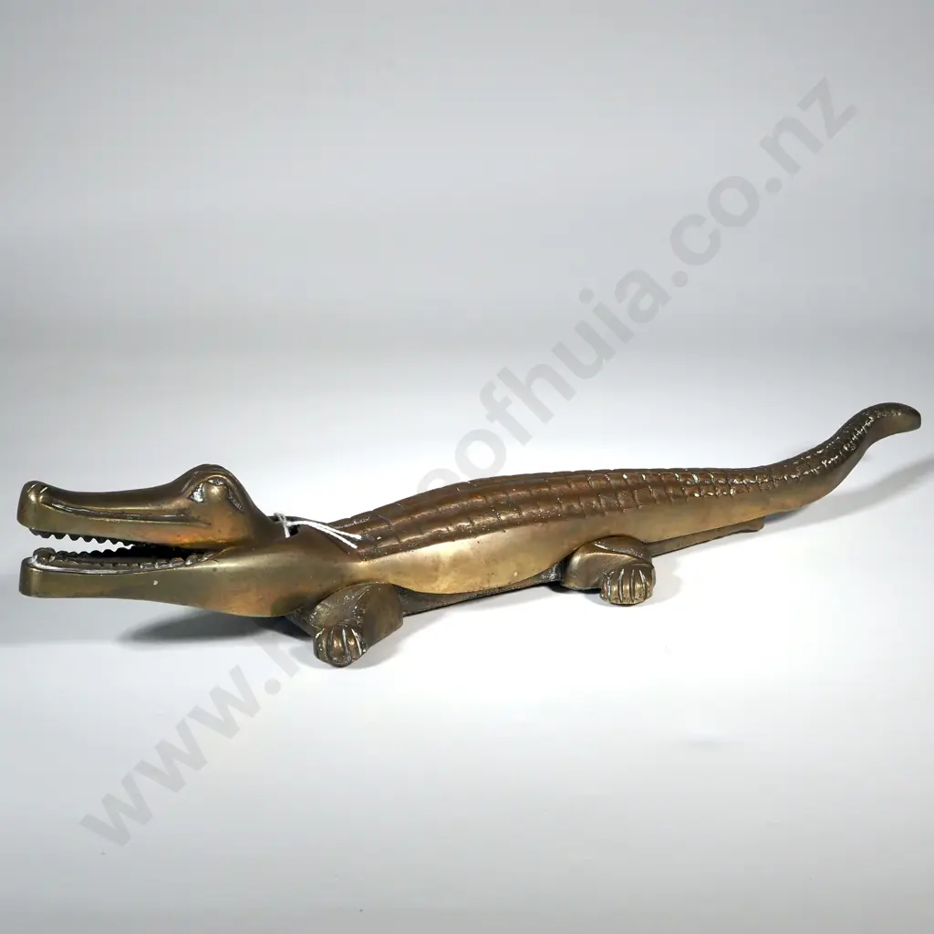 Vintage Large Brass Crocodile Nut Cracker Image 1++