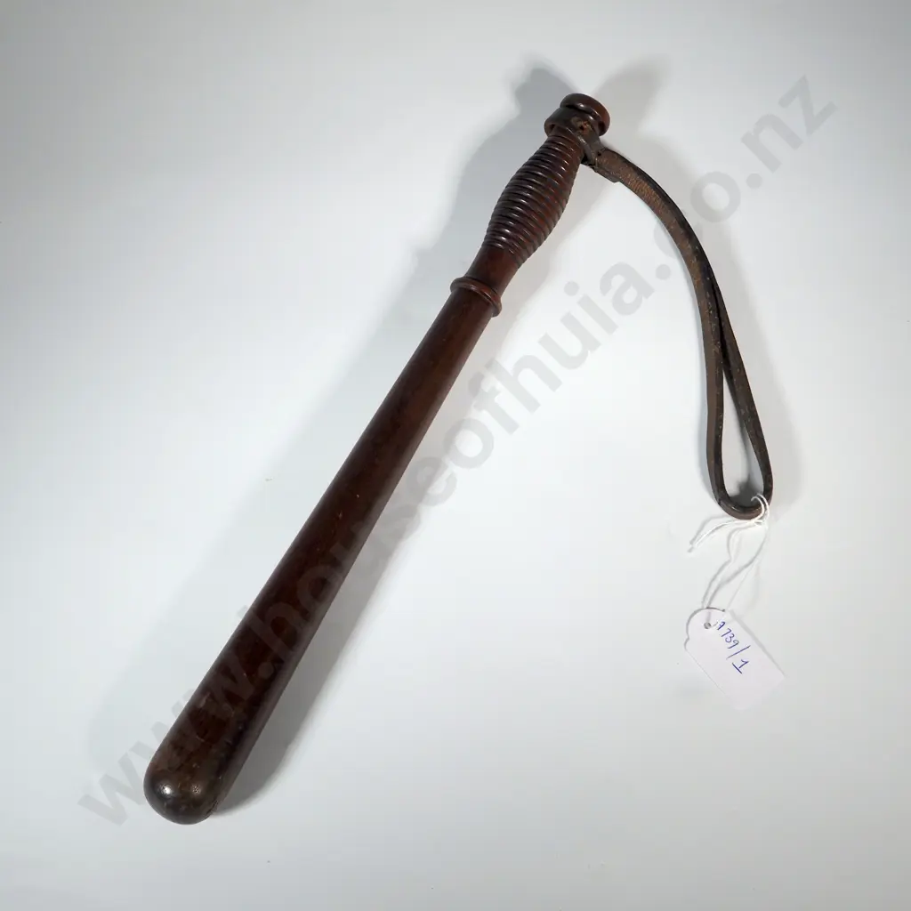 A Mahogany Police? Truncheon With Leather Strap Image 1++