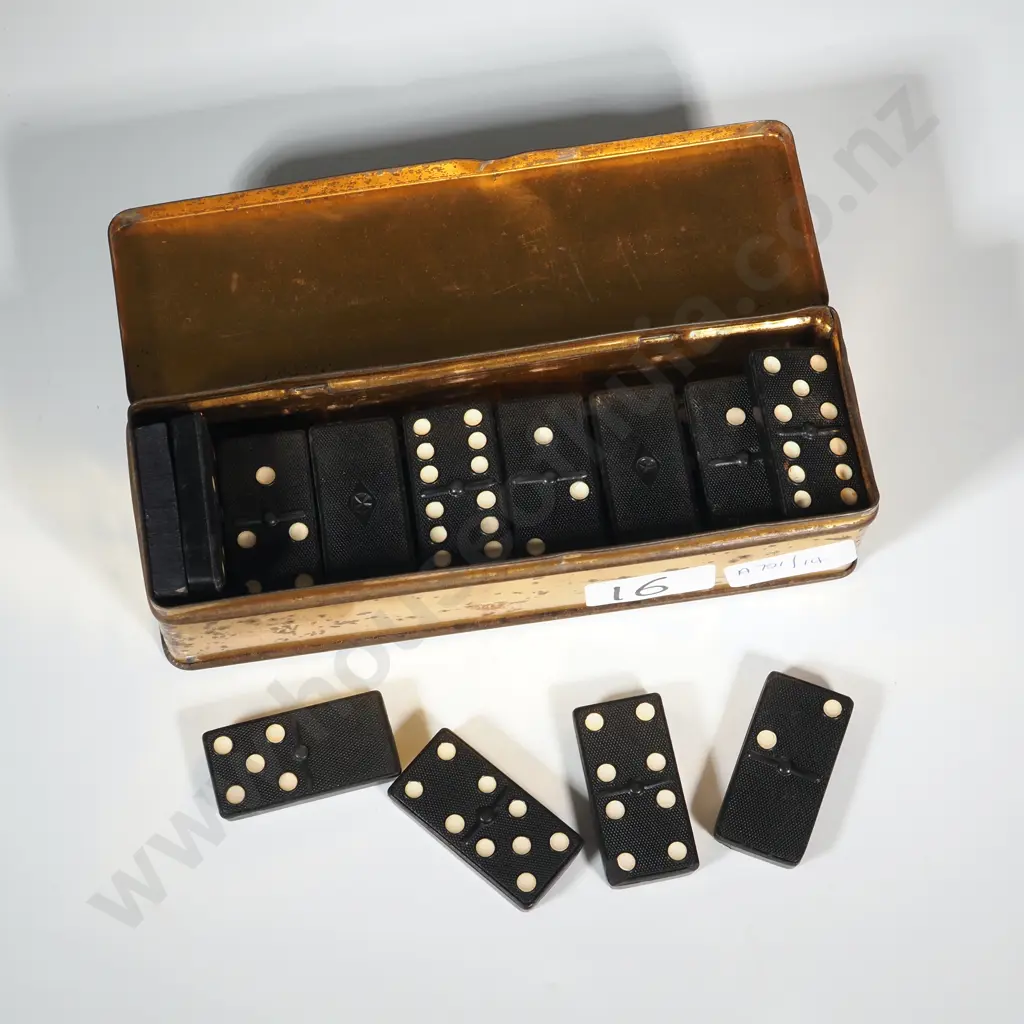 Vintage British Domino Set In Original Tin Advertising Container Empire.  Image 1++