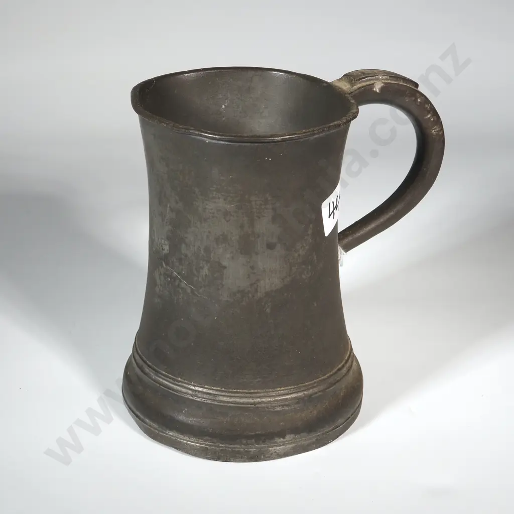 Victorian Pewter Tankard Marked w Crown VR 6 E Stamped Under The Rim. Image 1++
