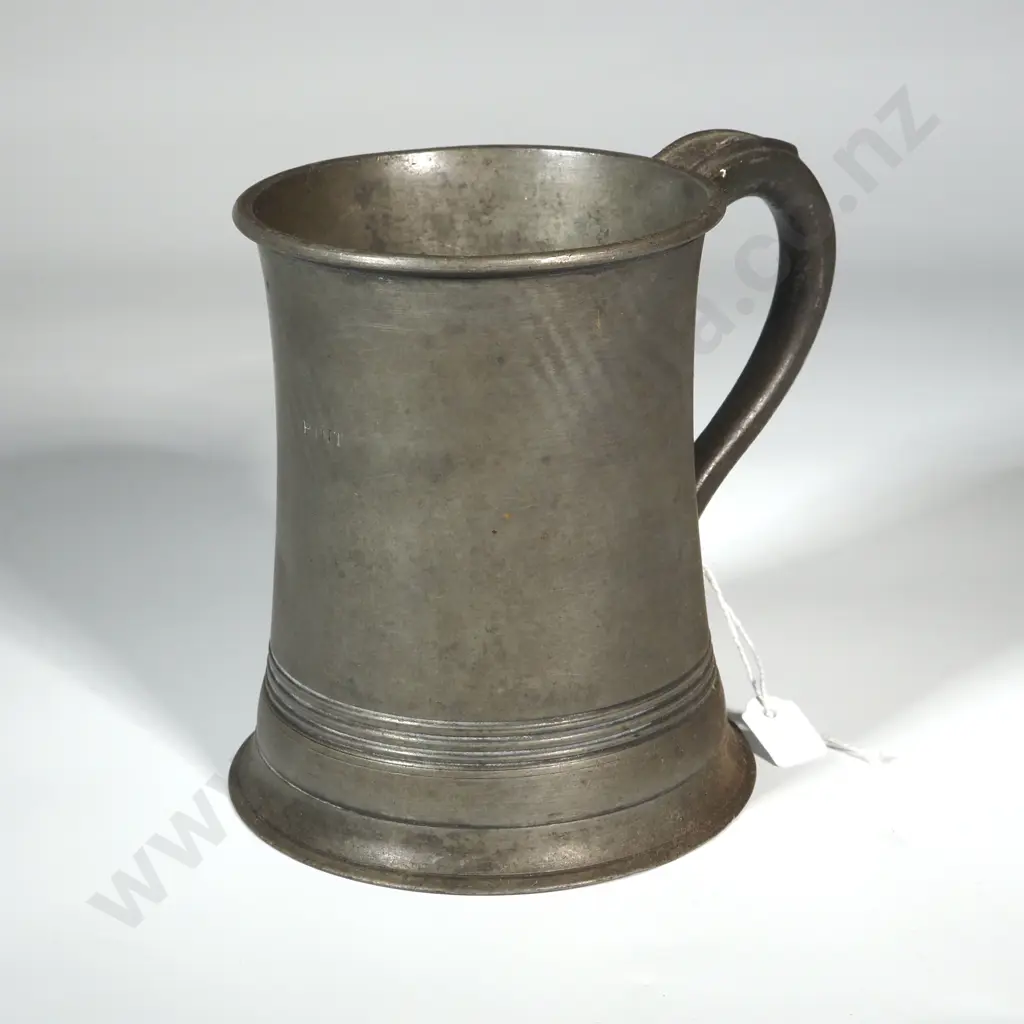 Victorian Pewter Tankard Marked w 'Symbol V R 6 C'  & 'Pint" Stamped Separately Under The Rim. Image 1++