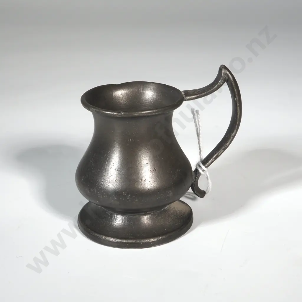 Small Rimmed Antique Pewter  Drinking Vessel Stamped 'Broadhead & Atkin Sheffield (1834-1853). Image 1++