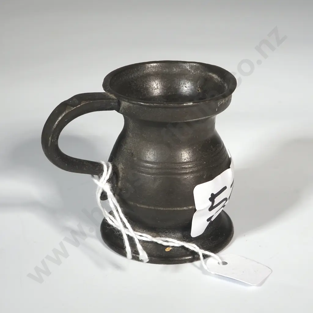 Antique Pewter Drinking Vessel Stamped '1/4 GILL & Various Other Stamps. Image 1++