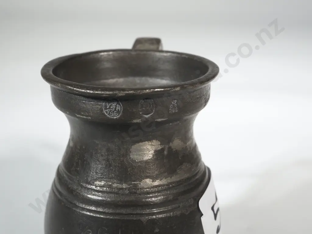Antique Pewter Drinking Vessel Stamped '1/2 GILL & Various Other Stamps. Image 1++