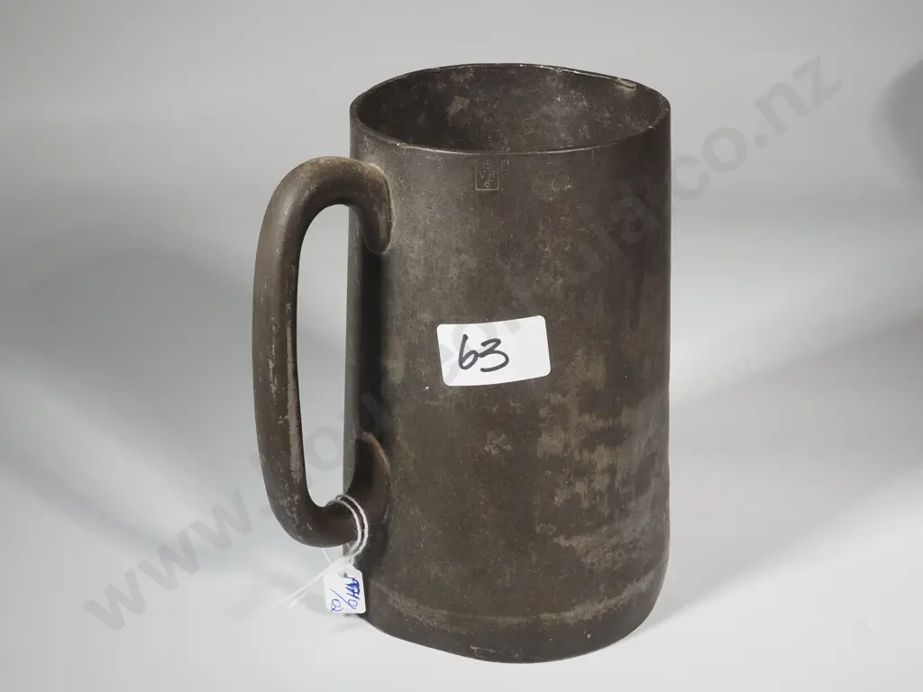 Victorian Pewter Tankard Marked w Symbol VR 6 C Stamped Under The Rim. Image 1++