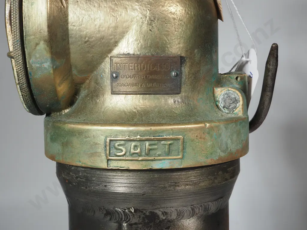 French Brass & Iron  Lamp With A Right Angle Head. Embossed SAFT Image 1++