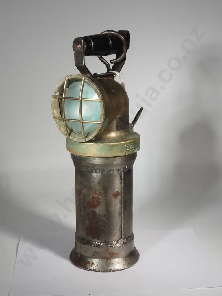 French Brass & Iron  Lamp With A Right Angle Head. Embossed SAFT Image 1++