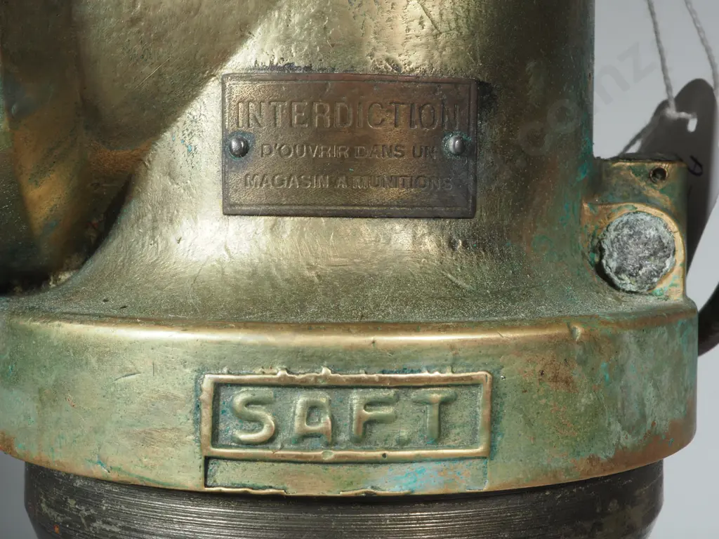 French Brass & Iron  Lamp With A Right Angle Head. Embossed SAFT Image 1++