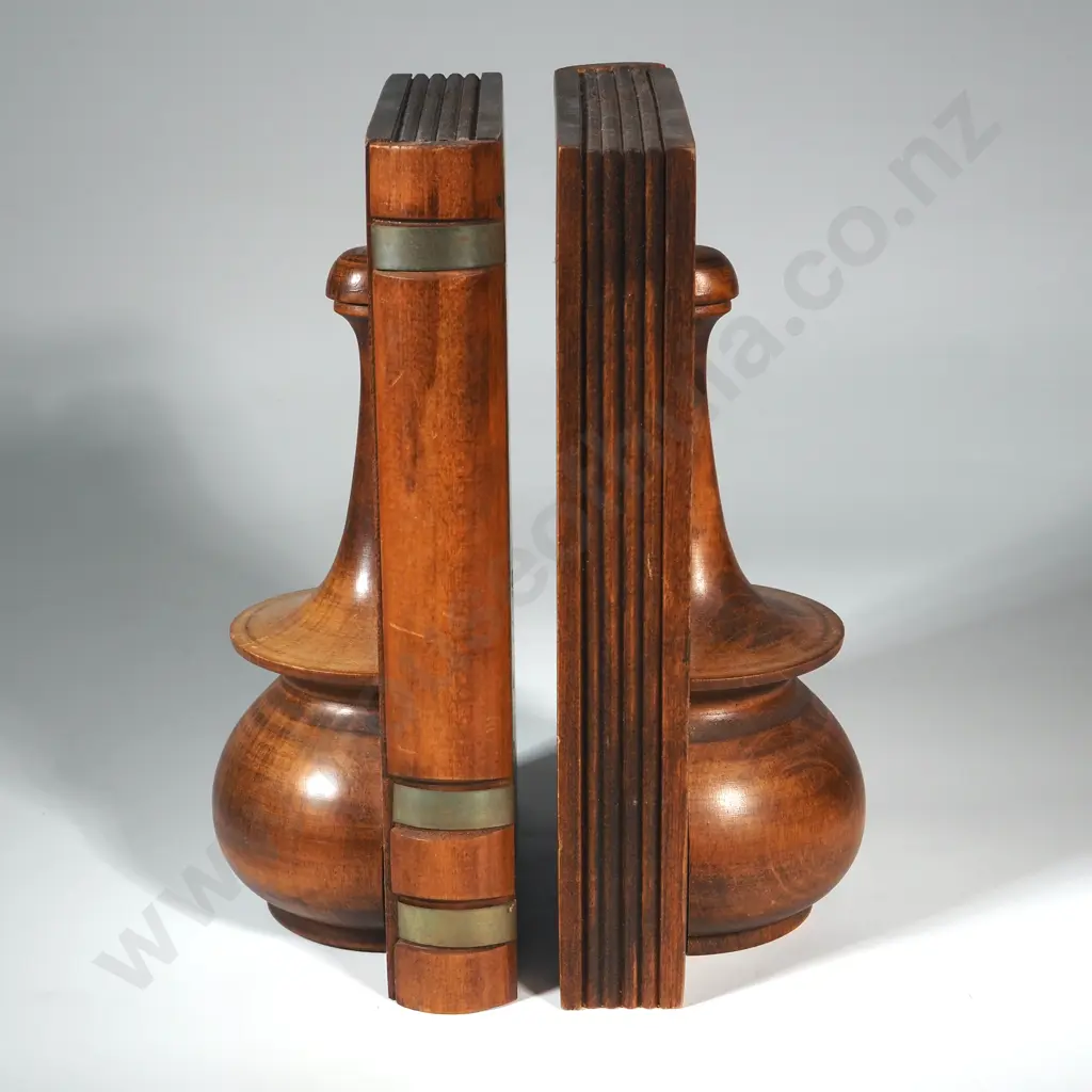 Pair Of Wooden Bookends In The Form of Books With Applied Finial  Image 1++