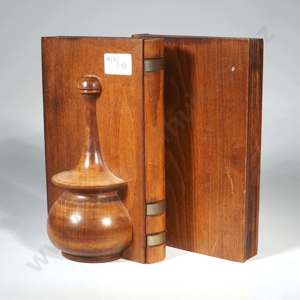 Pair Of Wooden Bookends In The Form of Books With Applied Finial  Image 1++