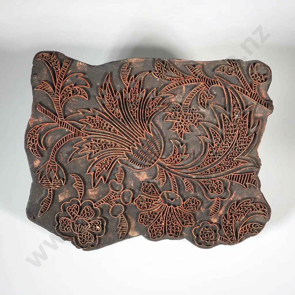 Large Copper Embossed Printing Block  Featuring A Flower Image 1++