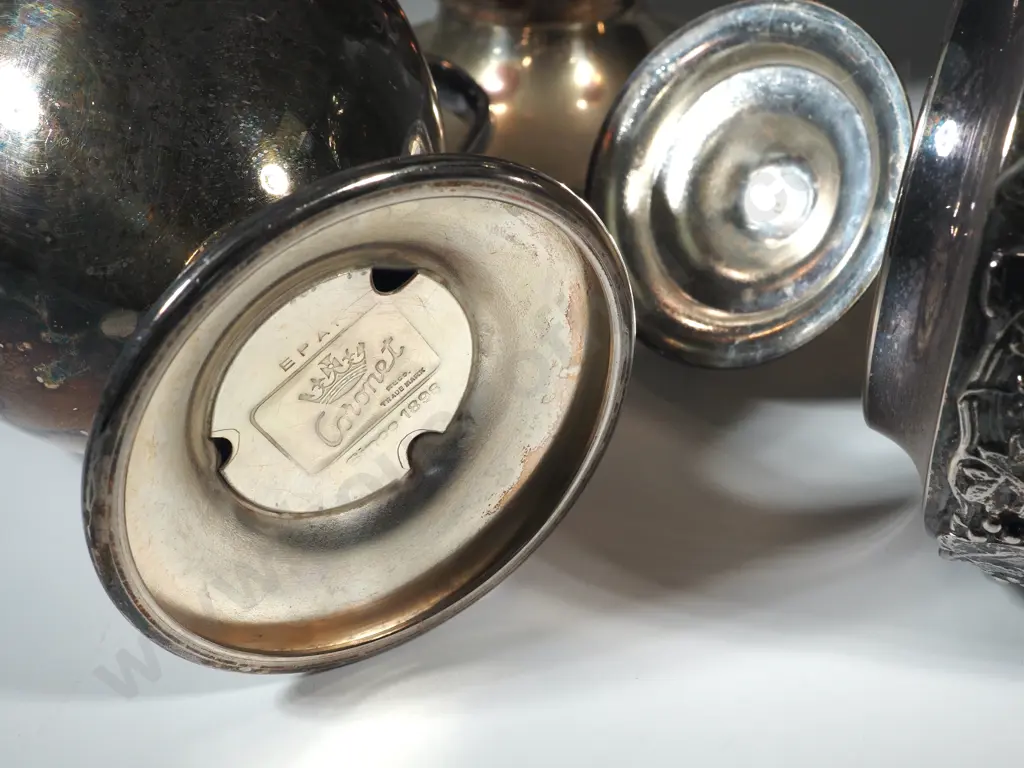 Four Piece Silver Plated "Coronet"  Tea Set  with Applied Grape & Vine Decoration  Image 1++