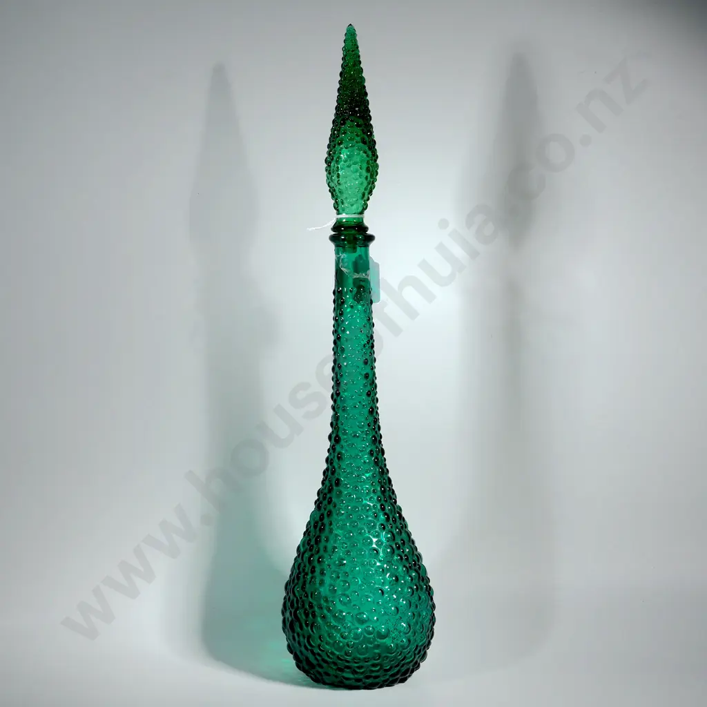 Empoli Italian Vintage Green Hobnail Glass Decanter Genie Bottle & Stopper Image 1++