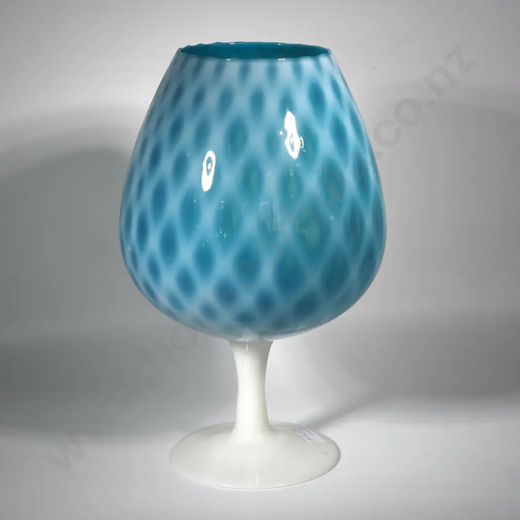 Vintage  Murano Empoli Art Glass - Oversized Blue/White Brandy Balloon/Vase. Image 1++