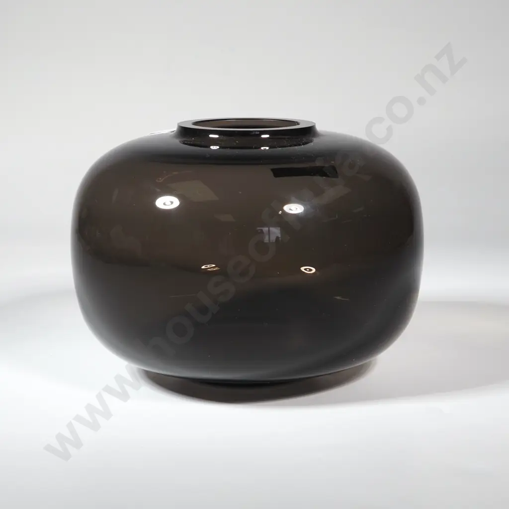 Villeroy & Boch Smoky Glass Vase – Vintage 1980s, Minimalist Round Bowl Image 1++