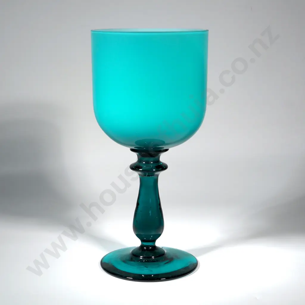 Vintage Italian Art Glass - Turquoise/Ocean Blue Chalice. Image 1++