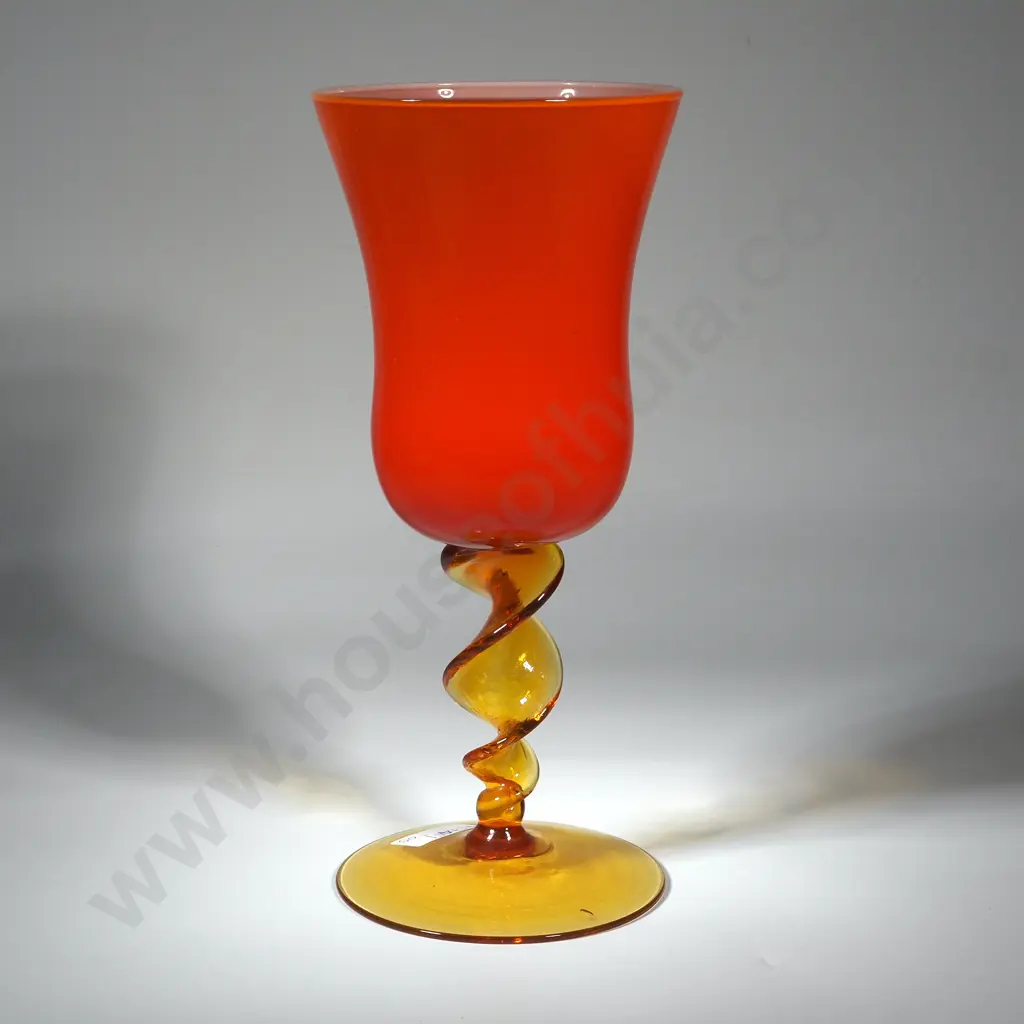 Mid Century Italian Art Glass -  Orange Yellow Bittersweet Goblet/Vase. Image 1++