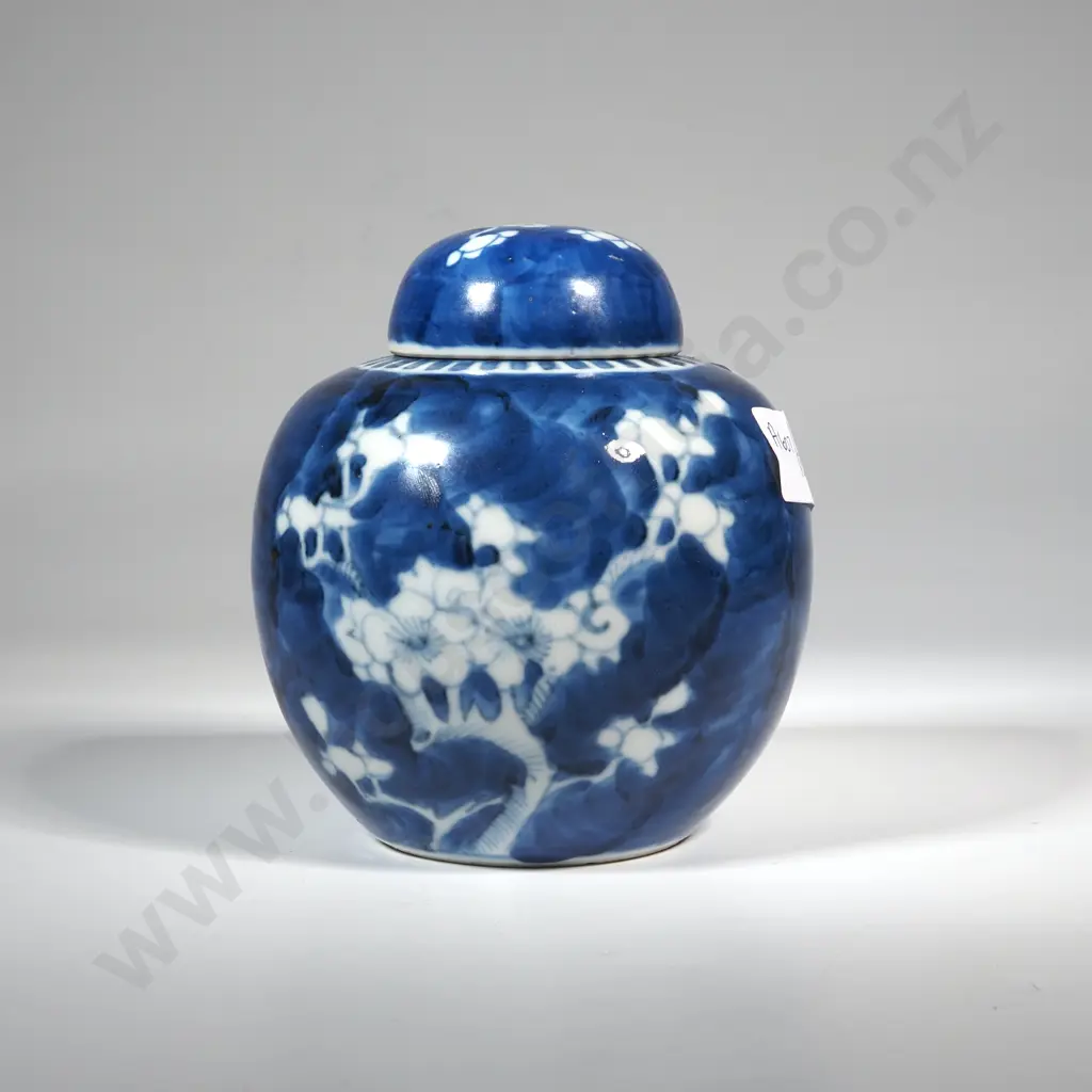 Blue & White Ginger Jar With Apple Blossom Decoration  Image 1++