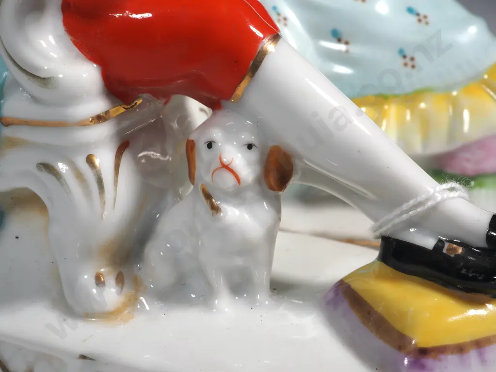 Pair Of Figural Bone China Bookends Featuring A Male & Female In Period Costume  Image 1++