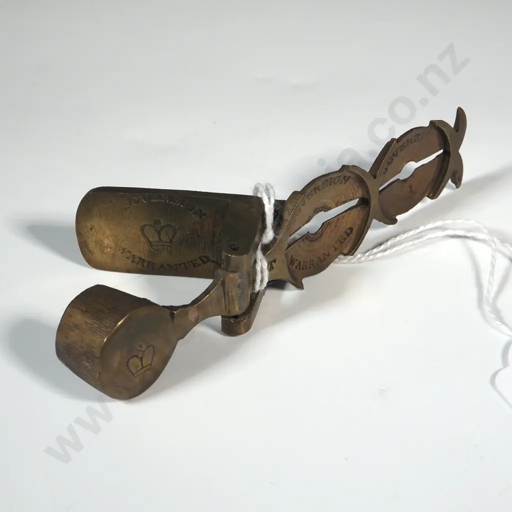 Antique Sovereign/Half Sovereign Brass Rocker Scales. Marked WT Image 1++