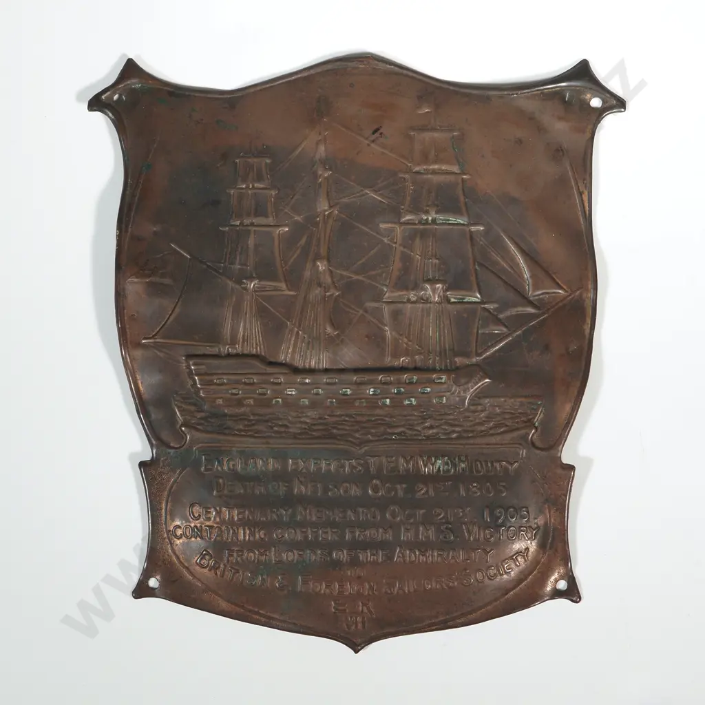 Centenary Memento of Lord Nelson's Death made from Copper from HMS Victory. Image 1++