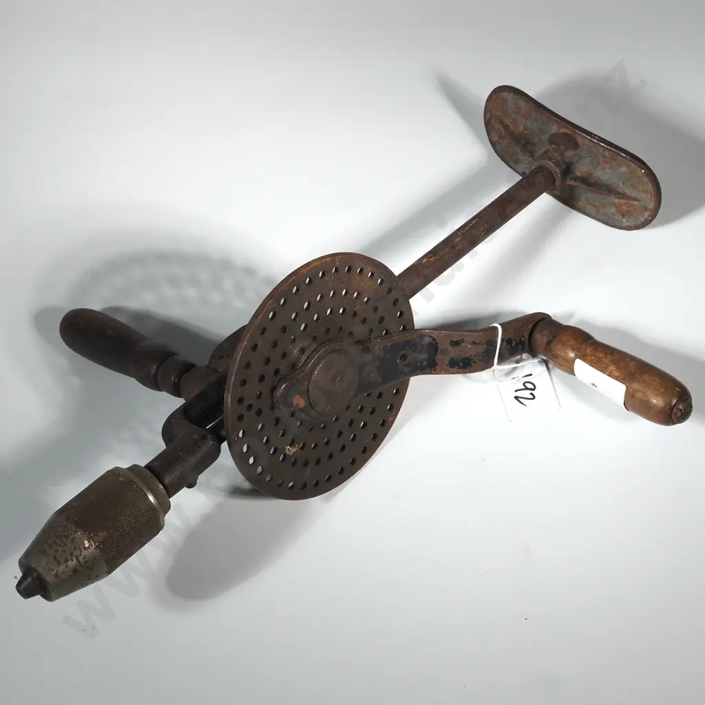 Antique Hand Drill Also Known As A Breast Drill Or A Hand Crank Drill  Image 1++