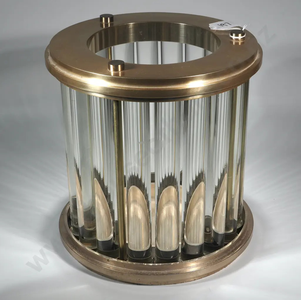 Large Quality  Eichholtz Ruhlmann Hurricane Lantern Featuring Clear Glass Rods For A Soft Warm Glow. Image 1++