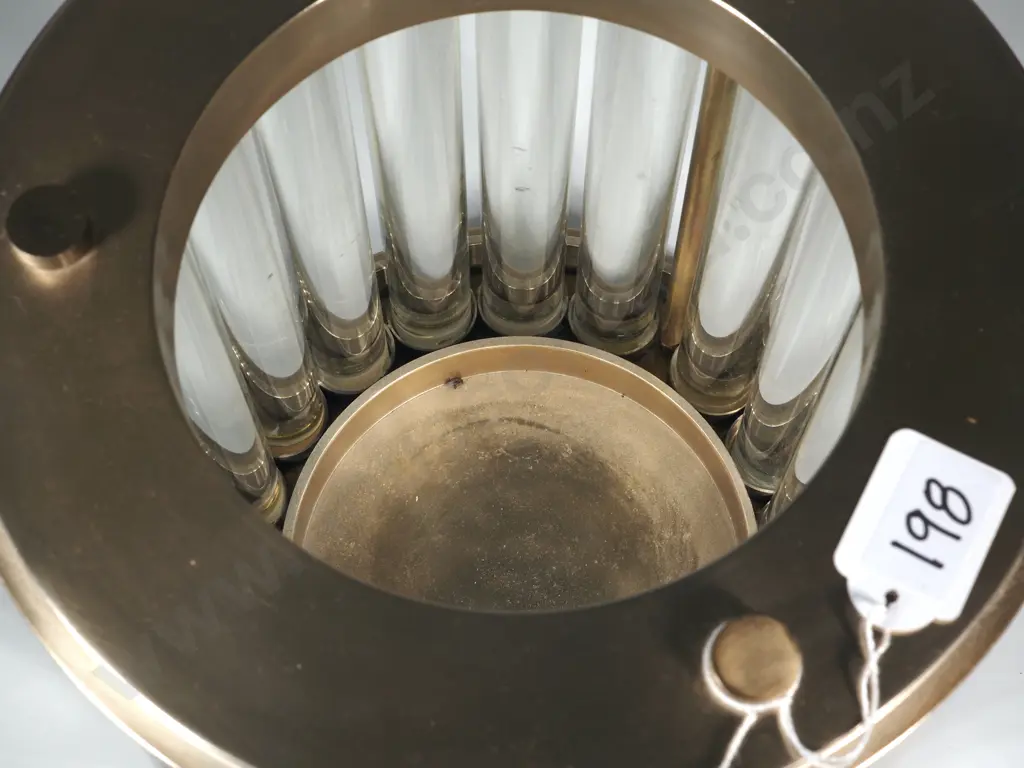 Large Quality  Eichholtz Ruhlmann Hurricane Lantern Featuring Clear Glass Rods For A Soft Warm Glow. Image 1++