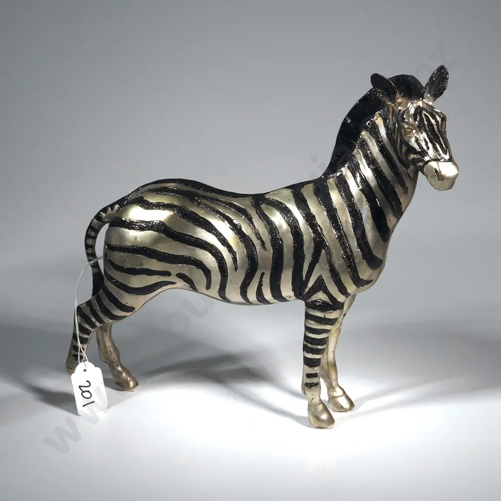 Modern  Statuary Bronze Silver Finish Zebra Sculpture Image 1++