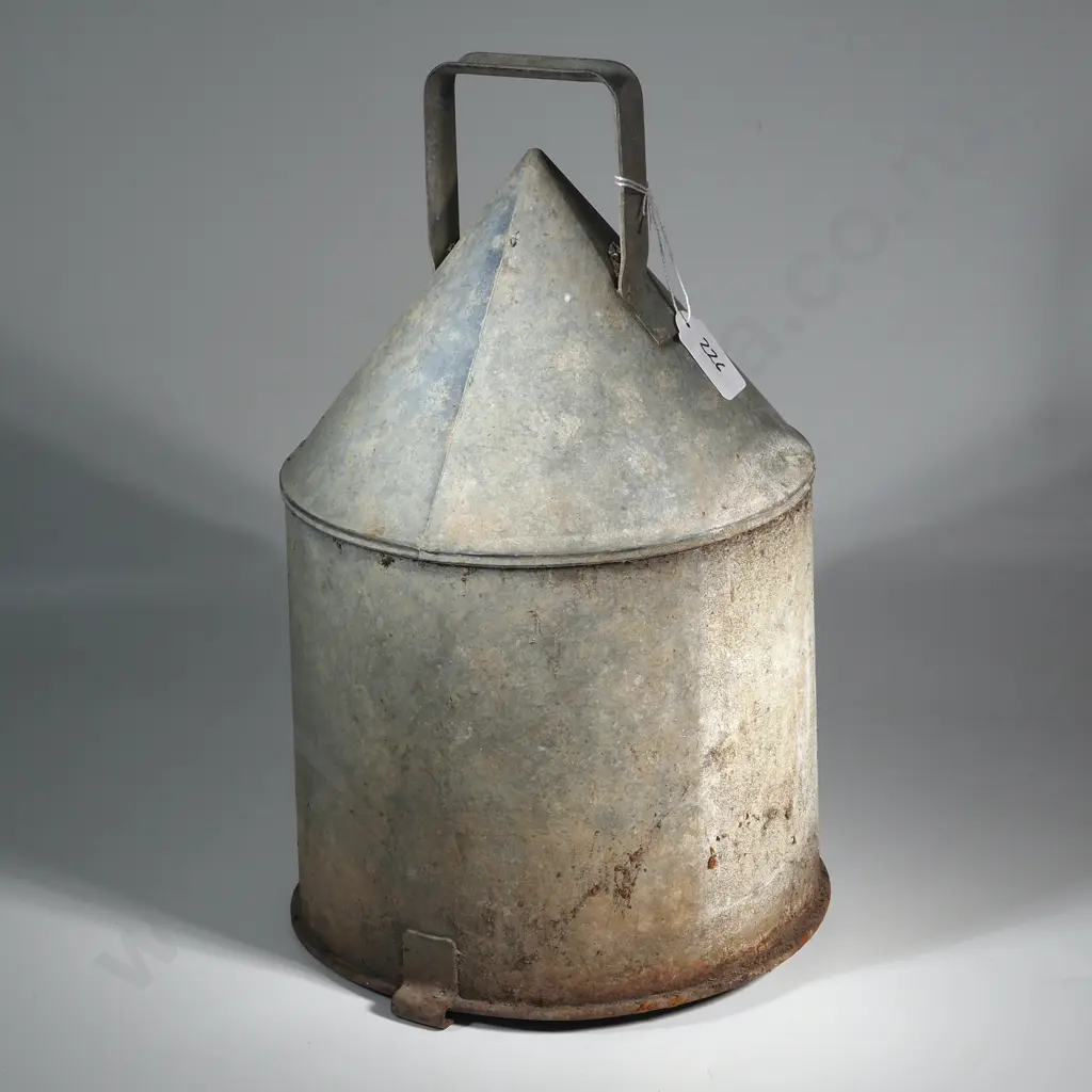 Vintage Grey Metal Eltex Poultry Feeder & Large Brown Enamel Tea Kettle. Image 1++