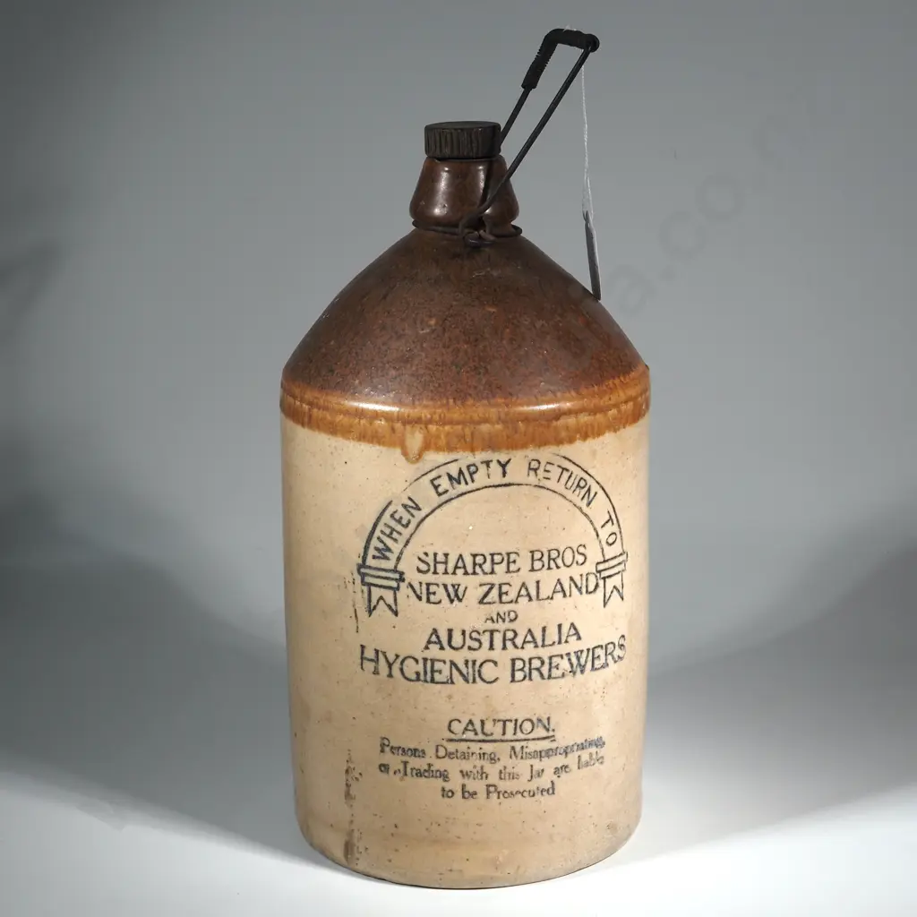 Sharpe Bros Hygenic Brewers Stone Crock with Metal Handle To Spout Image 1++