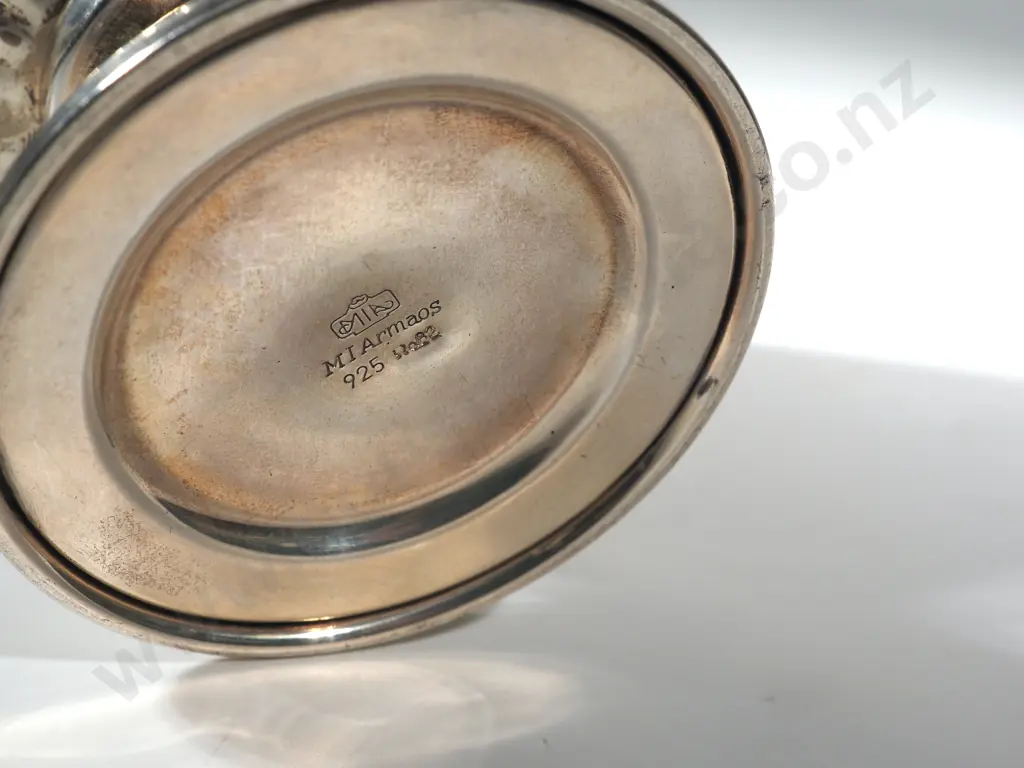 Sterling Silver Double Handled Pedestal Bowl With Gilt Interior & Fluted Bowl.  Stamped 925 MIA rmaos Image 1++