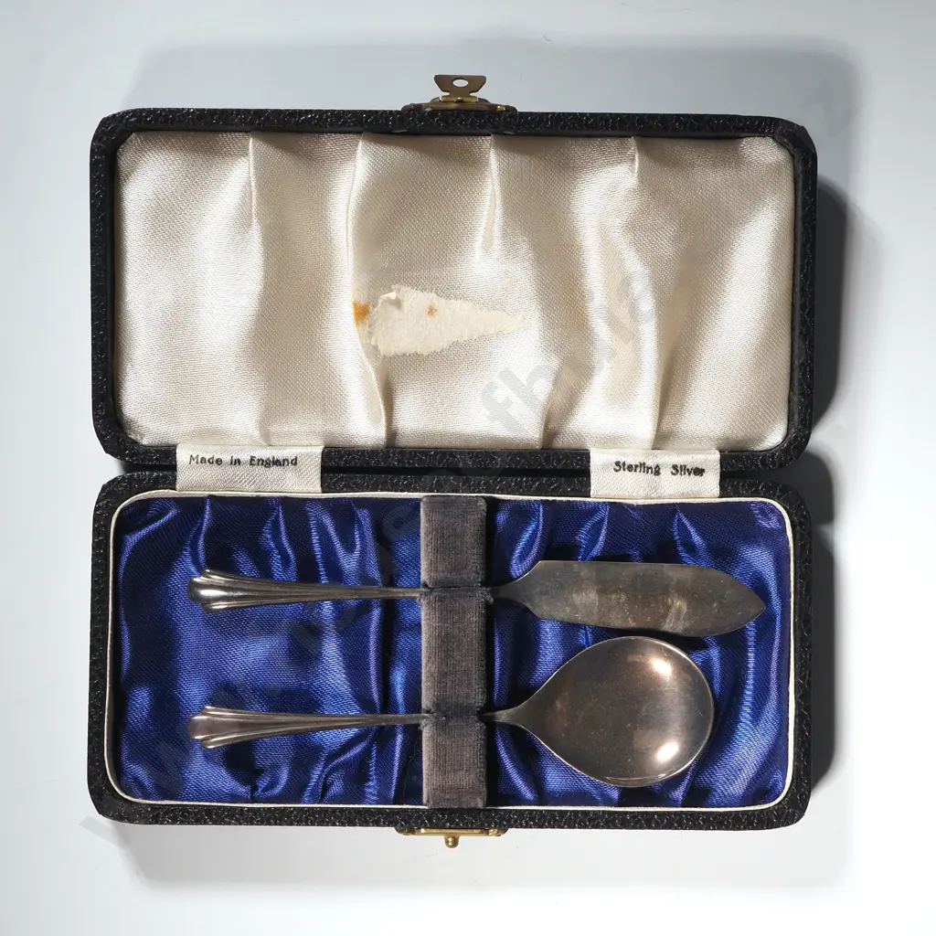 Cased Sterling Silver Jam Set Image 1++