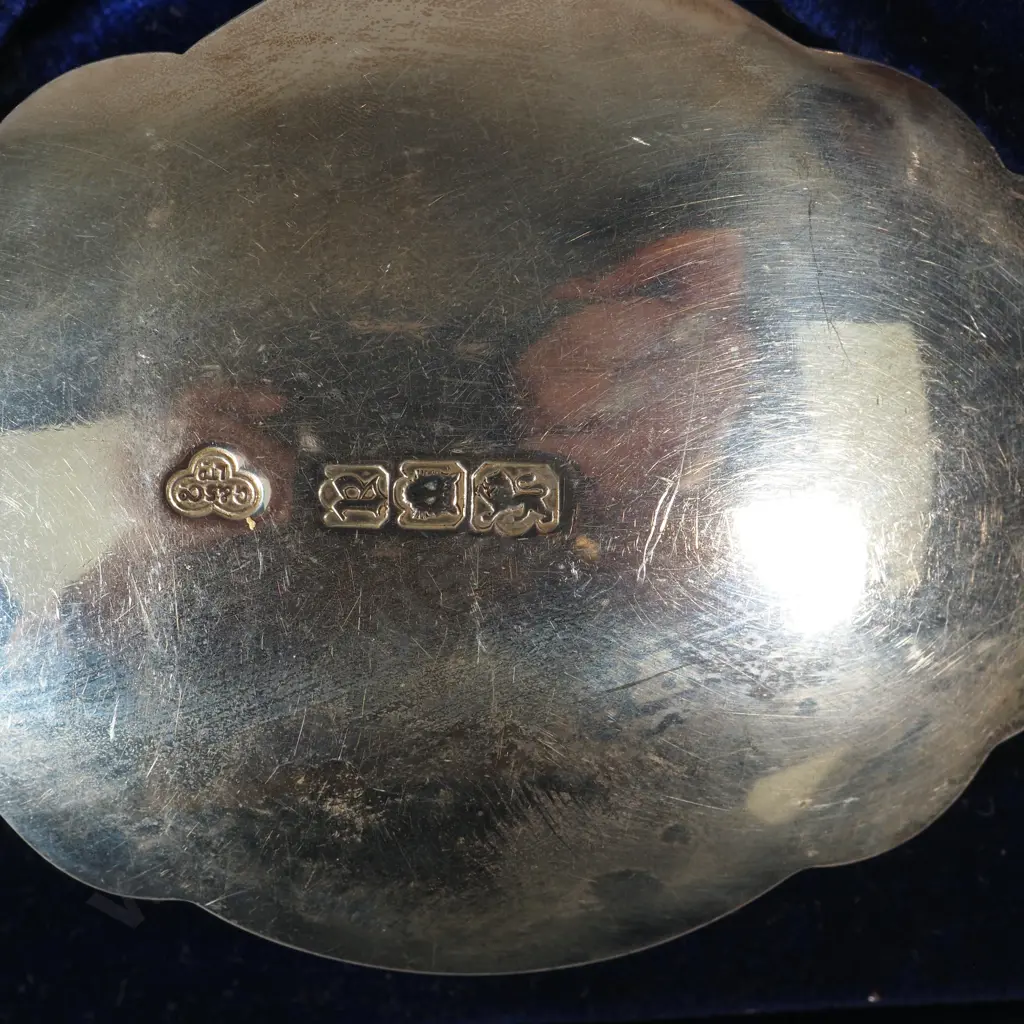 Boxed Set Of Two Ornate Sterling Silver Serving Spoons By Goldsmiths & Silversmiths Company Ltd. Image 1++