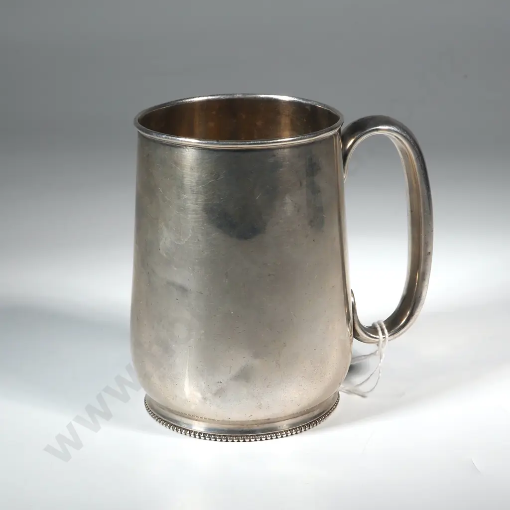 Sterling Silver Christening Mug With Beaded Base. Chester 1890 Image 1++