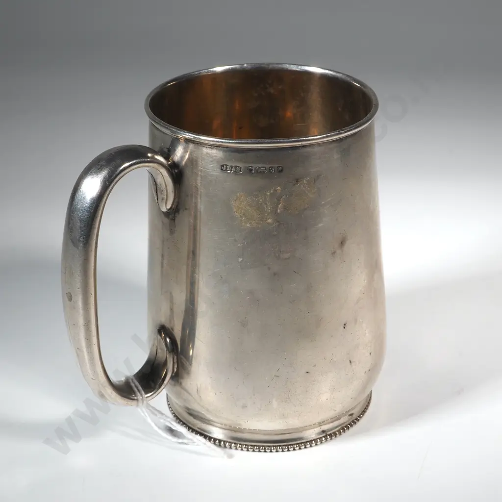 Sterling Silver Christening Mug With Beaded Base. Chester 1890 Image 1++