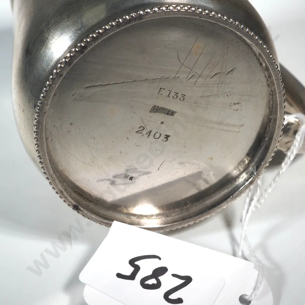 Sterling Silver Christening Mug With Beaded Base. Chester 1890 Image 1++