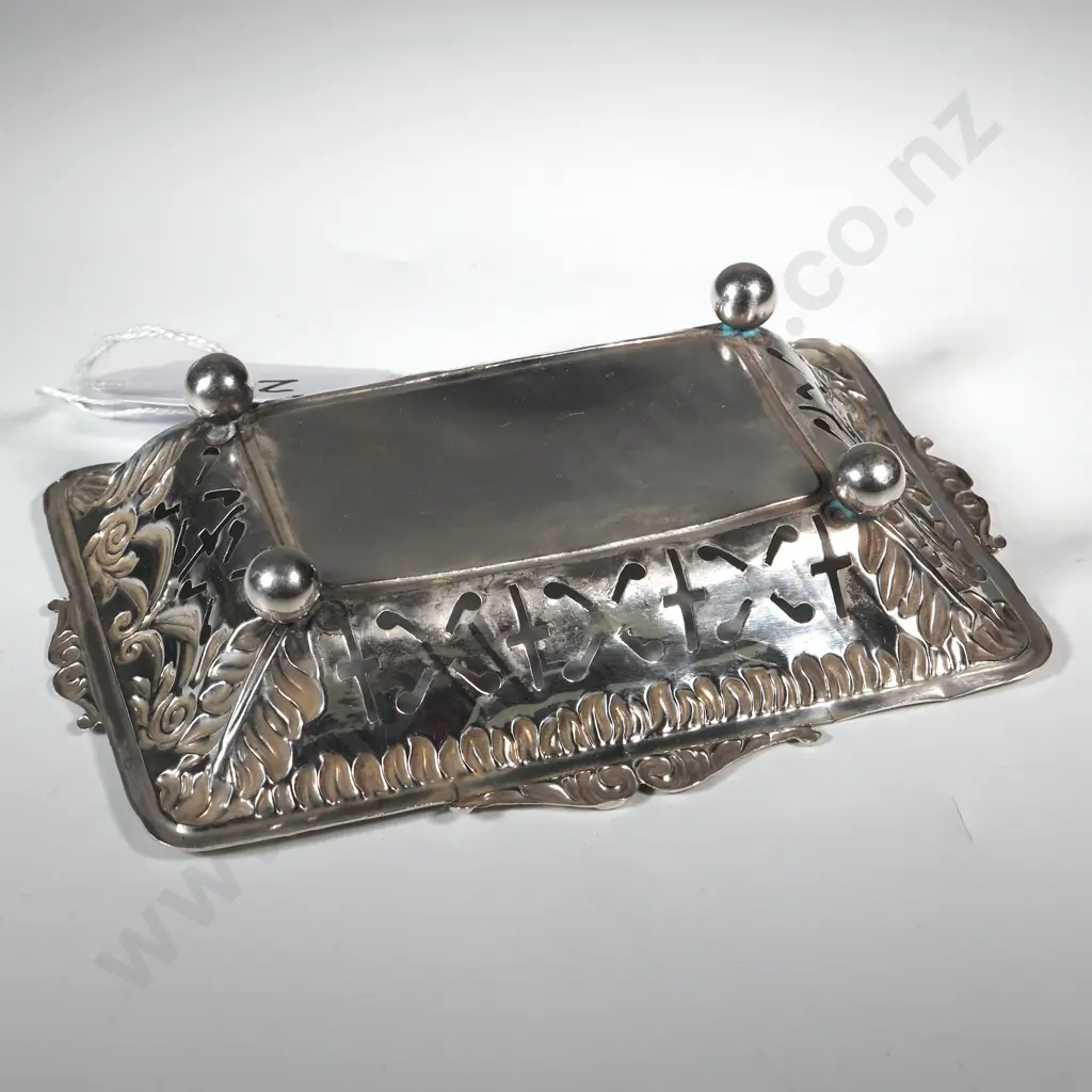 Sterling Silver  Pierced Bon Bon Dish Of Rectangular Form Image 1++