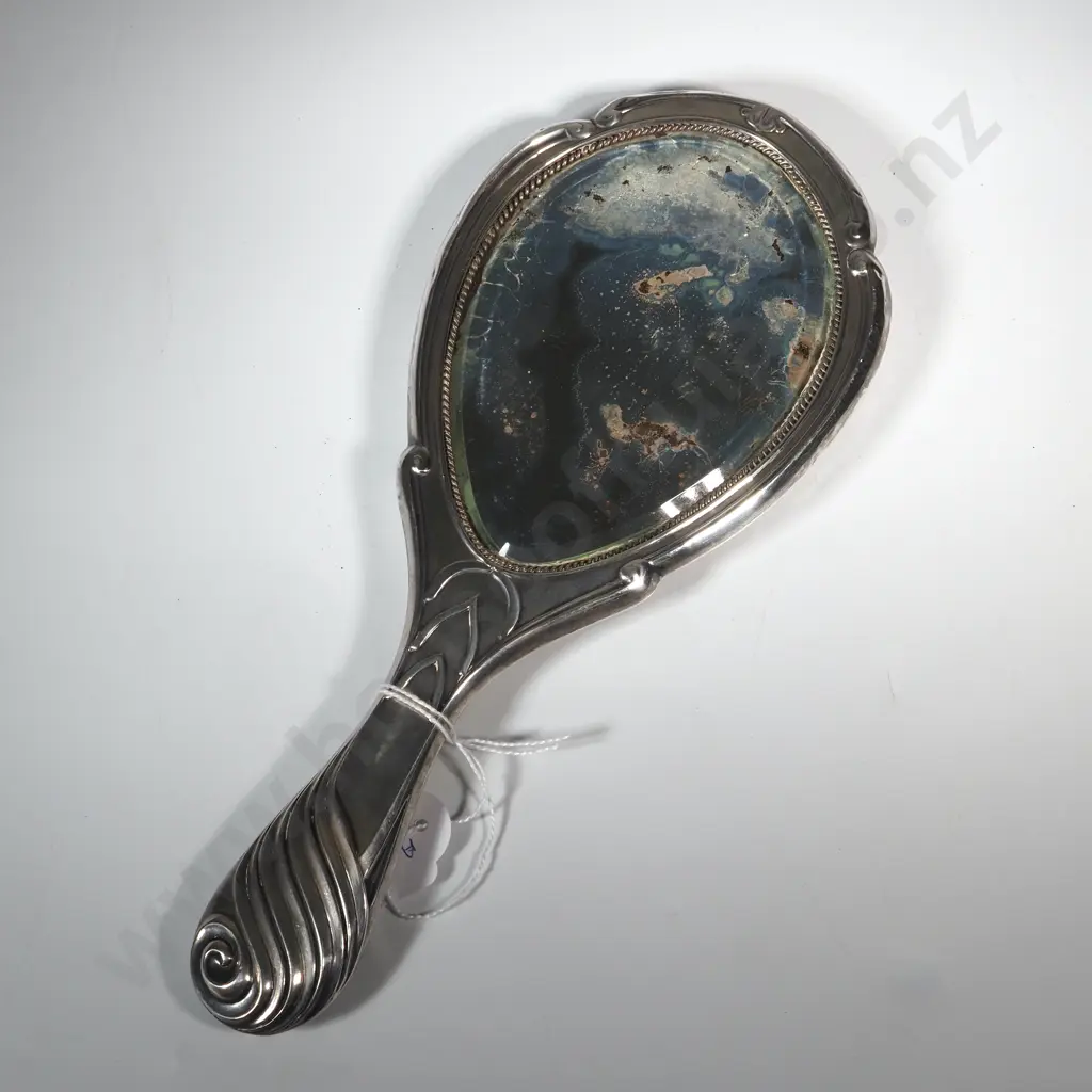 Sterling Silver Hand Mirror Decorated With Embossed Peacocks In The Art Nouveau Style. Birm 1901 Image 1++
